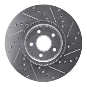 Ford Focus Brake Rotor (1) - Front Left - R1 Concepts - Drilled & Slotted - Silver - `04-`19